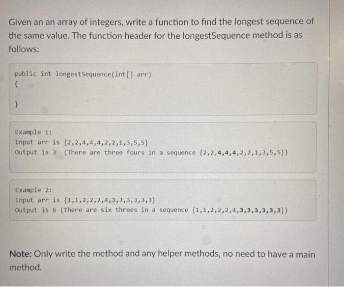 Solved Given an an array of integers, write a function to | Chegg.com