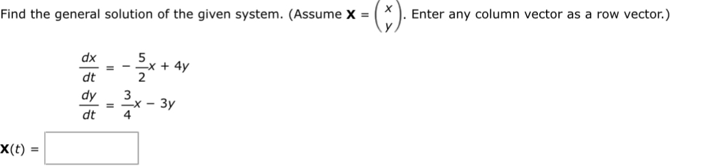 Solved x=(xy). Enter any column vector as a row | Chegg.com