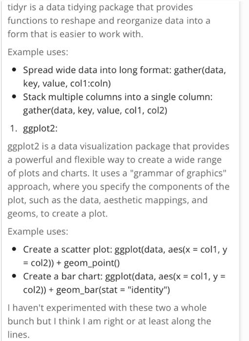 Solved tidyr is a data tidying package that provides