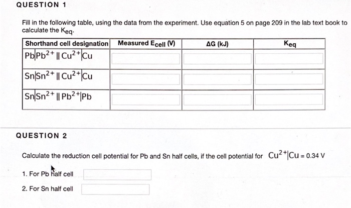 Solved QUESTION 1 Fill in the following table, using the | Chegg.com