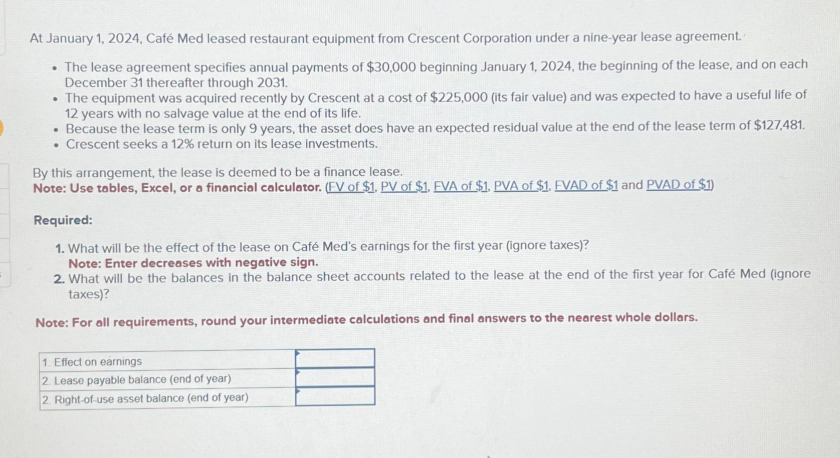 Solved At January 1 2024 Caf Med Leased Restaurant Chegg Com   Image