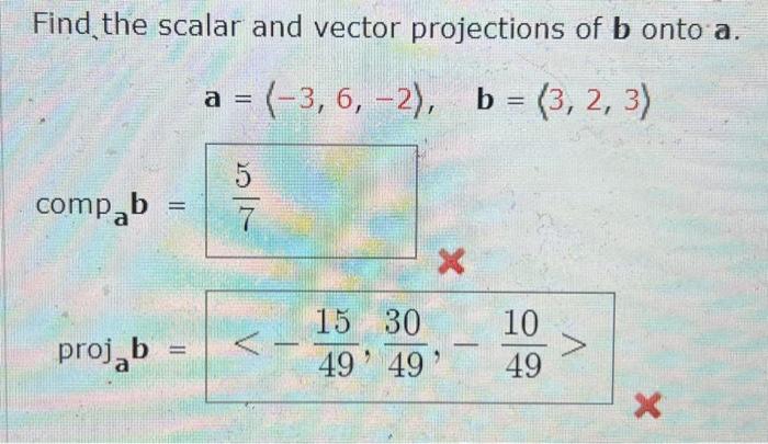 Solved Find the scalar and vector projections of b onto a. | Chegg.com