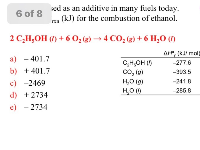 Solved . 6 of 8 sed as an additive in many fuels today. Exp