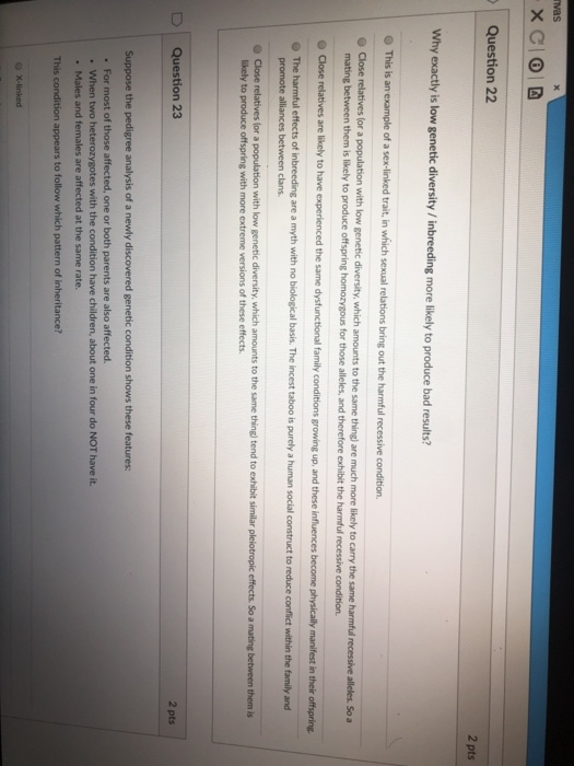 Solved nvas Question 22 2 pts Why exactly is low genetic | Chegg.com