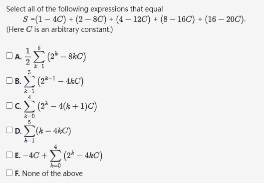 Solved Select all of the following expressions that equal | Chegg.com