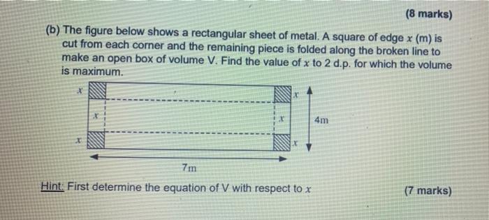 Solved (8 marks) (b) The figure below shows a rectangular | Chegg.com