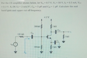 Solved For the CS amplifier shown below, let | Chegg.com