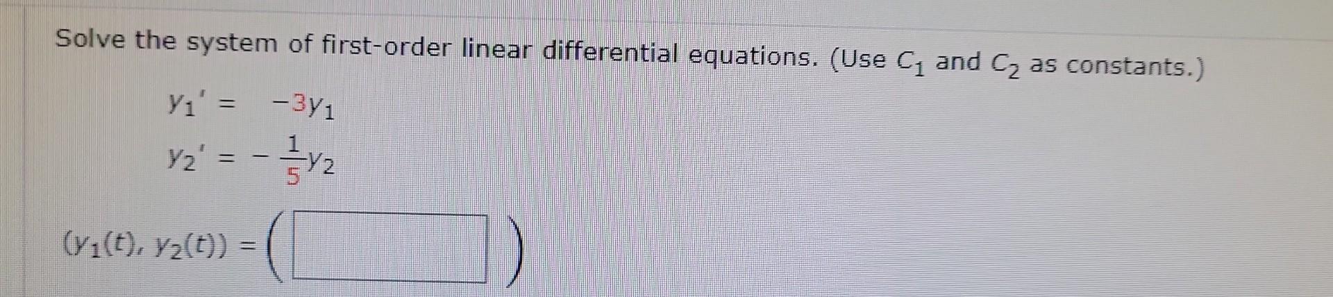 Solved Solve the system of first-order linear differential | Chegg.com