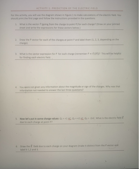 Solved LAB 2: ELECTRIC FIELD Lab goals 1) Predict the | Chegg.com