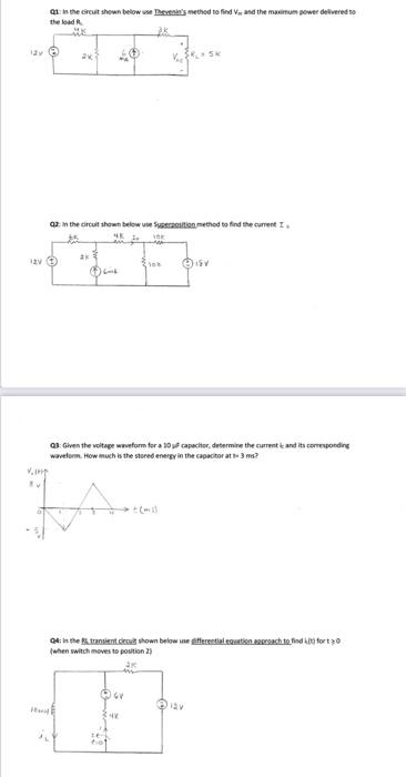 Solved Q1 in the circuit shown below use This method to find | Chegg.com
