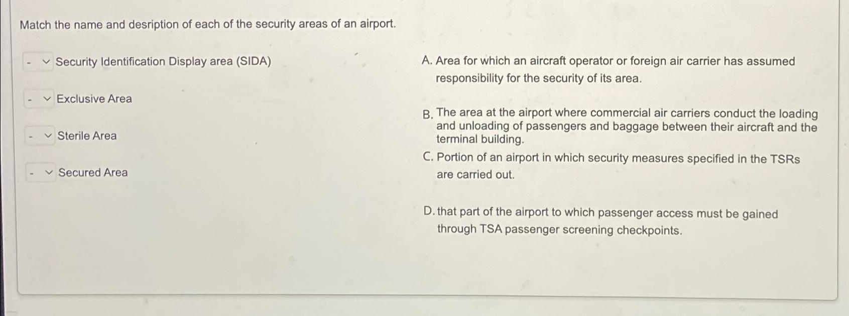 Solved Match the name and desription of each of the security