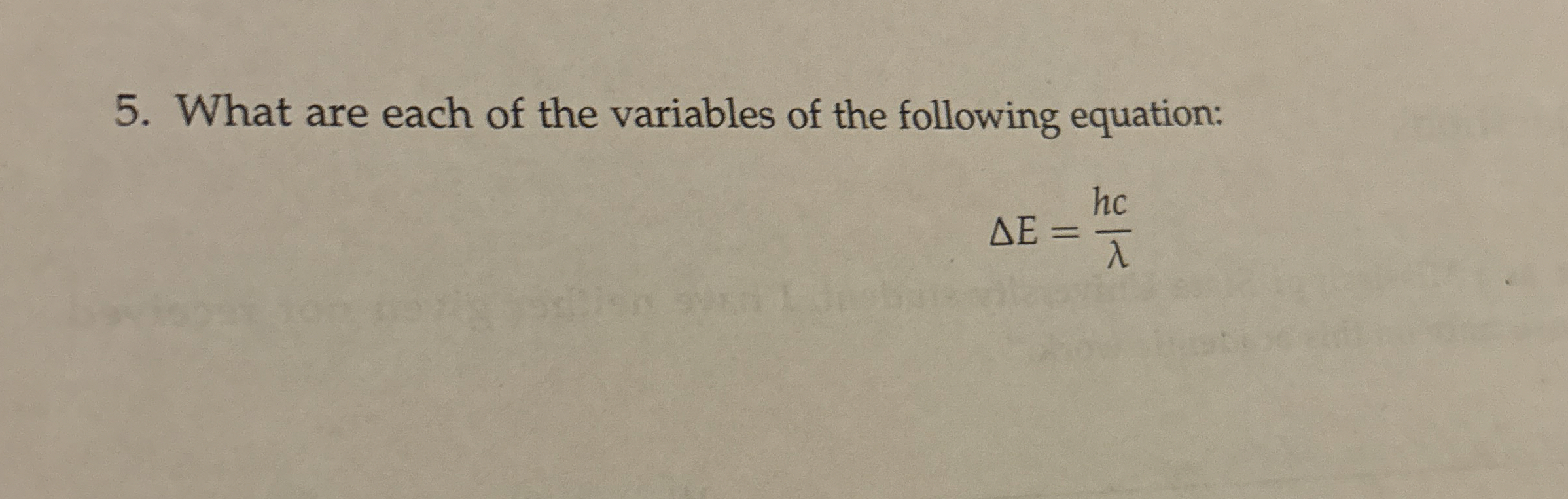Solved What are each of the variables of the following | Chegg.com