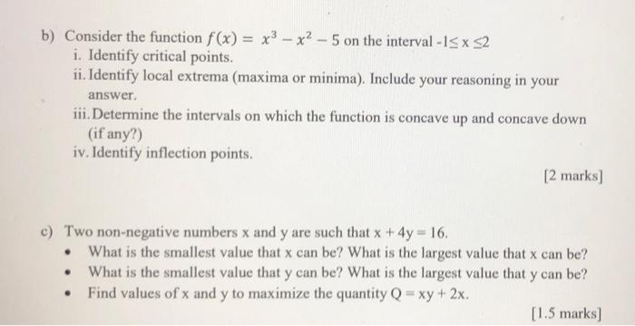 Solved b) Consider the function f(x) = x3 – x2 – 5 on the | Chegg.com