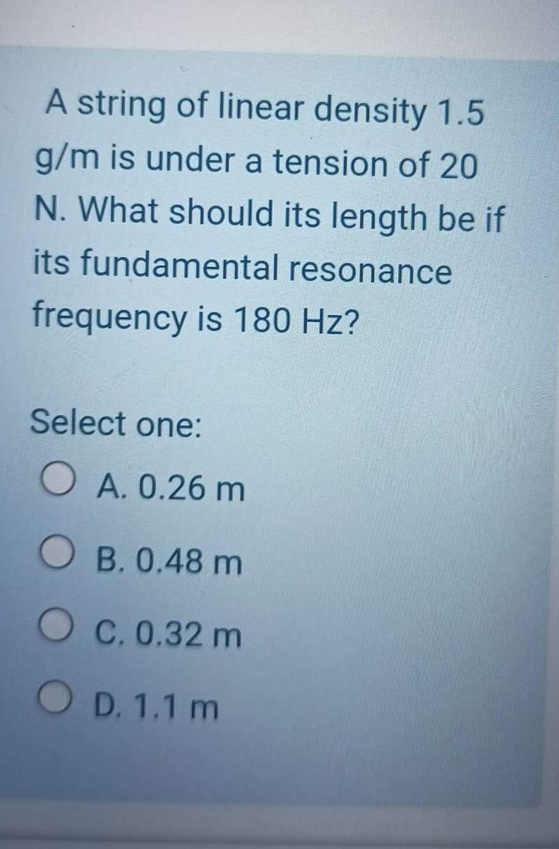 Solved A string of linear density 1.5 g/m is under a tension