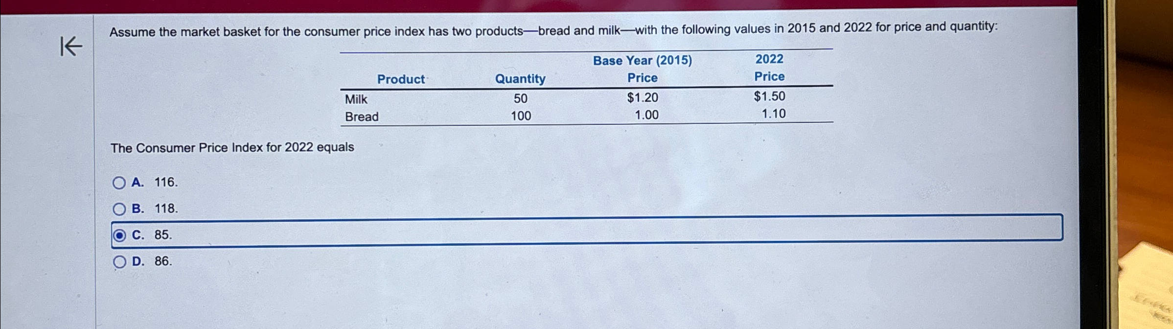 Solved Assume The Market Basket For The Consumer Price Index | Chegg.com