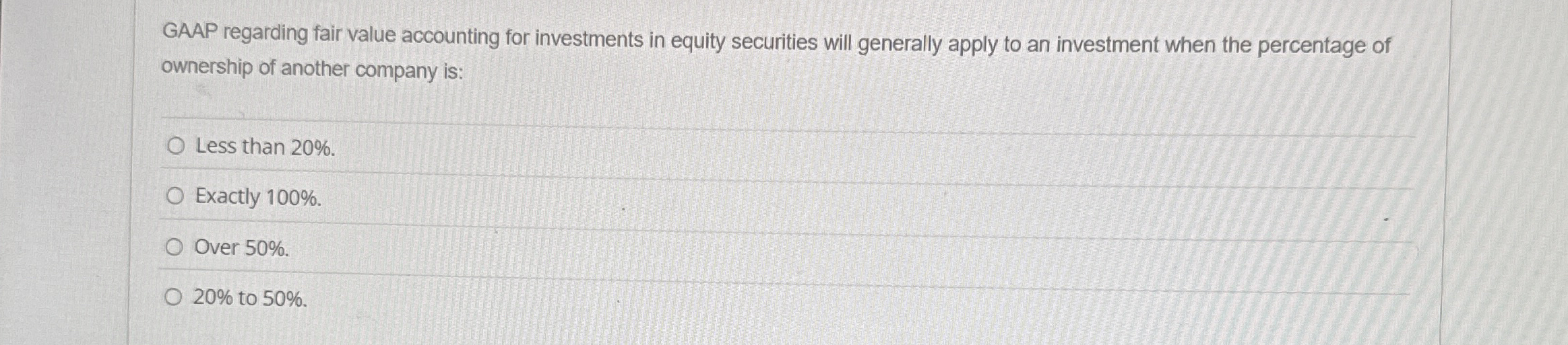 Solved GAAP regarding fair value accounting for investments | Chegg.com