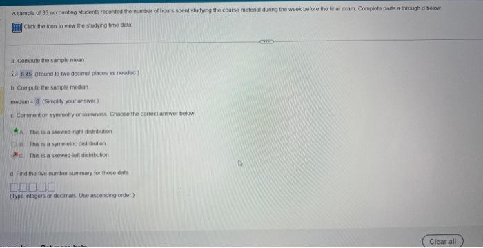 Solved d. Find the five-number summary for these data (Type | Chegg.com