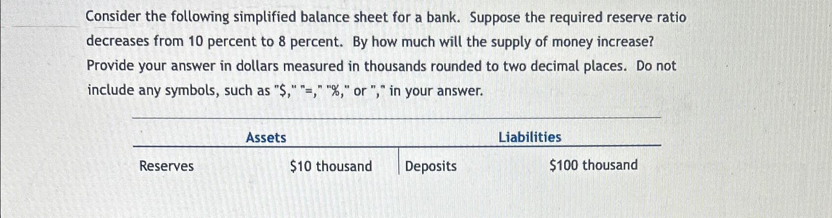 Solved Consider The Following Simplified Balance Sheet For A | Chegg.com