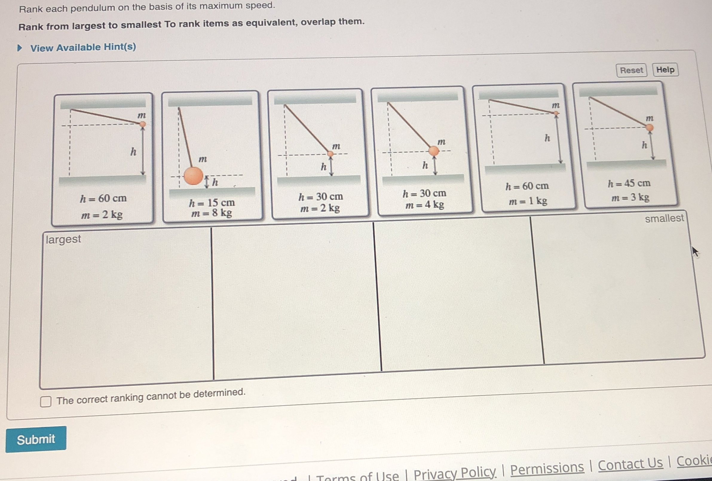 Solved Rank each pendulum on the basis of its maximum | Chegg.com