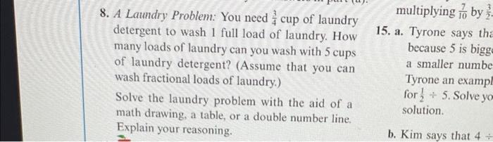 Solved 8. A Laundry Problem: You need 43 cup of laundry | Chegg.com