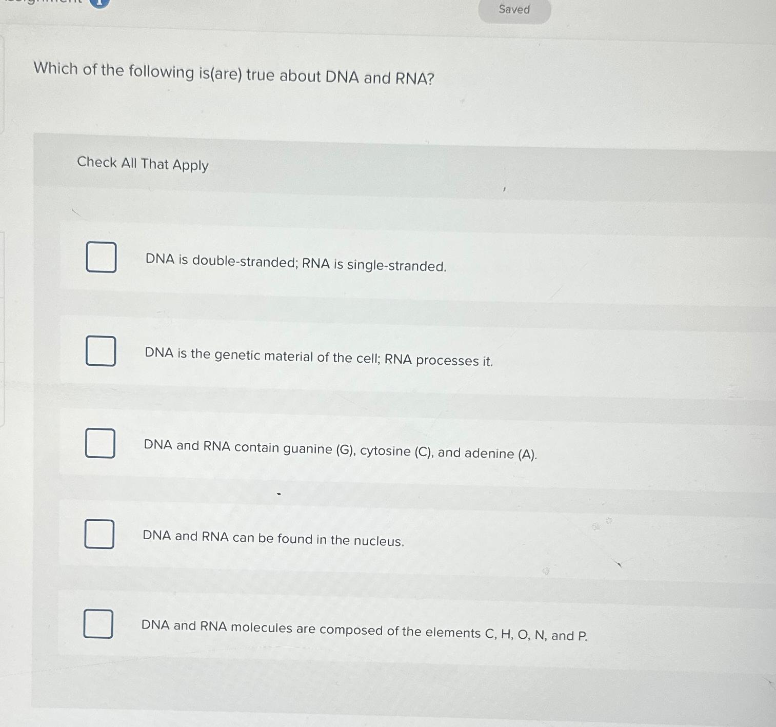 Solved Which of the following is(are) ﻿true about DNA and | Chegg.com