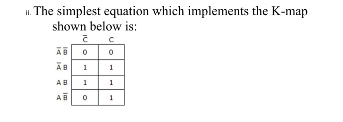 Solved ii. The simplest equation which implements the K-map | Chegg.com