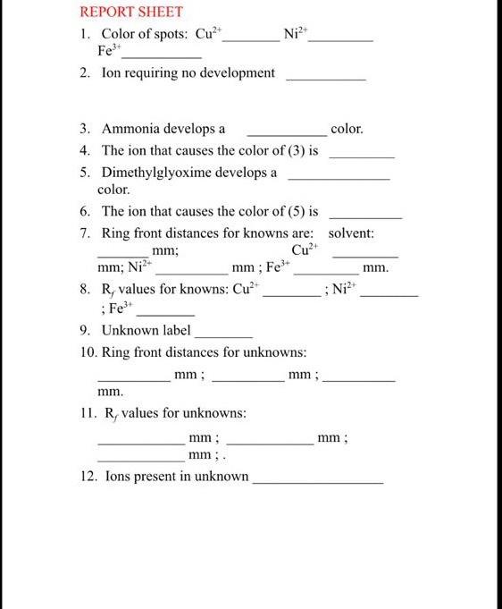 Solved Paper Chromatography DATA Calculate R, values for