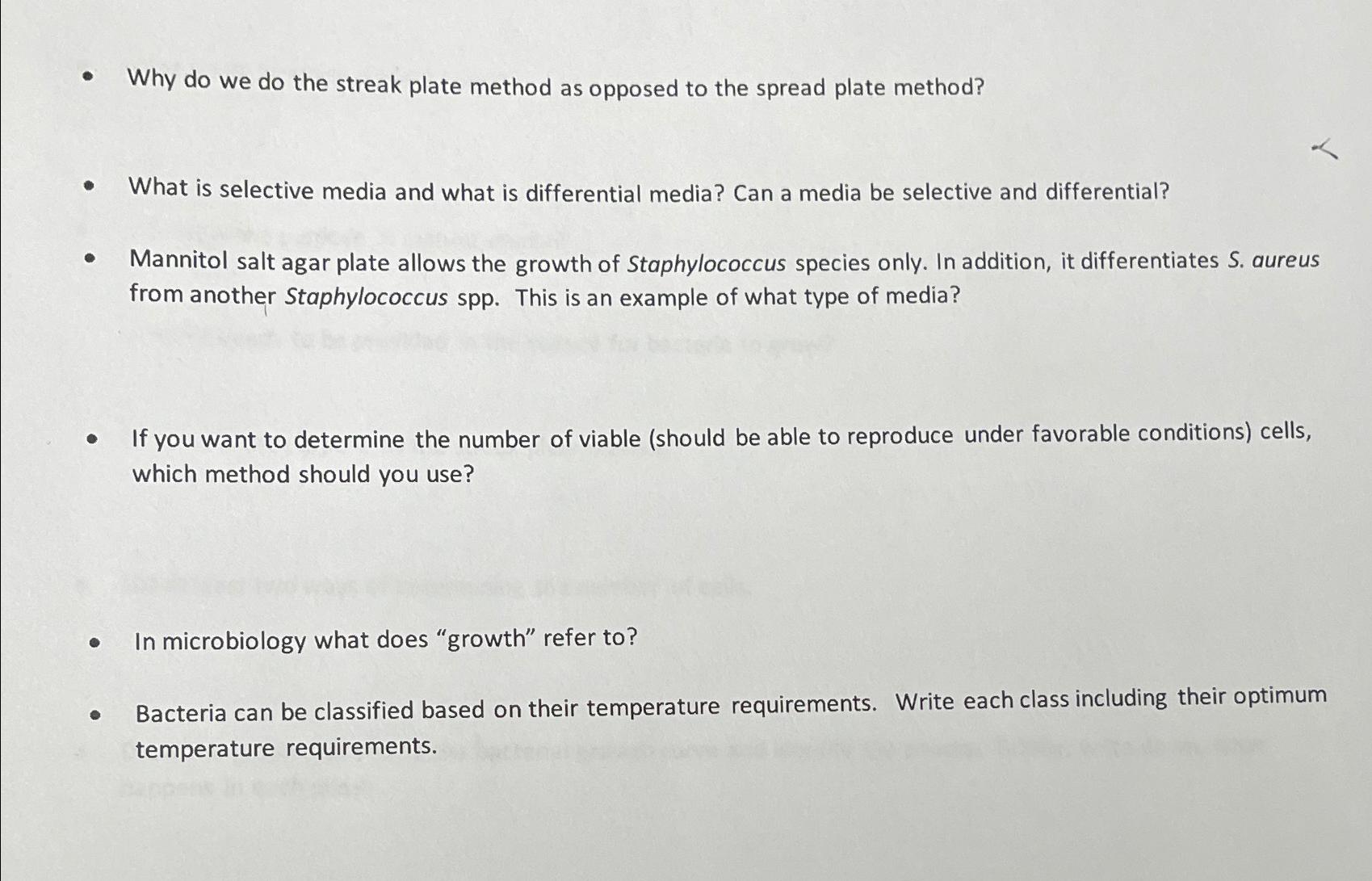 Solved Why do we do the streak plate method as opposed to | Chegg.com