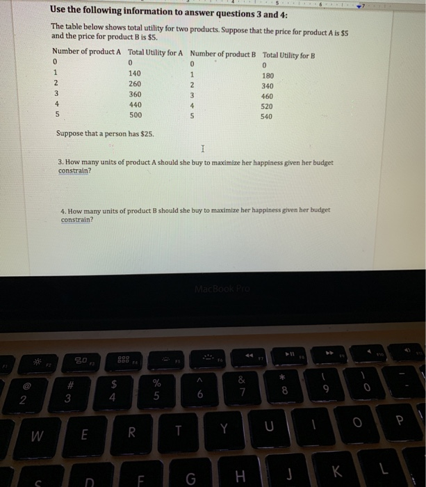 Solved Use the following information to answer questions 3 | Chegg.com