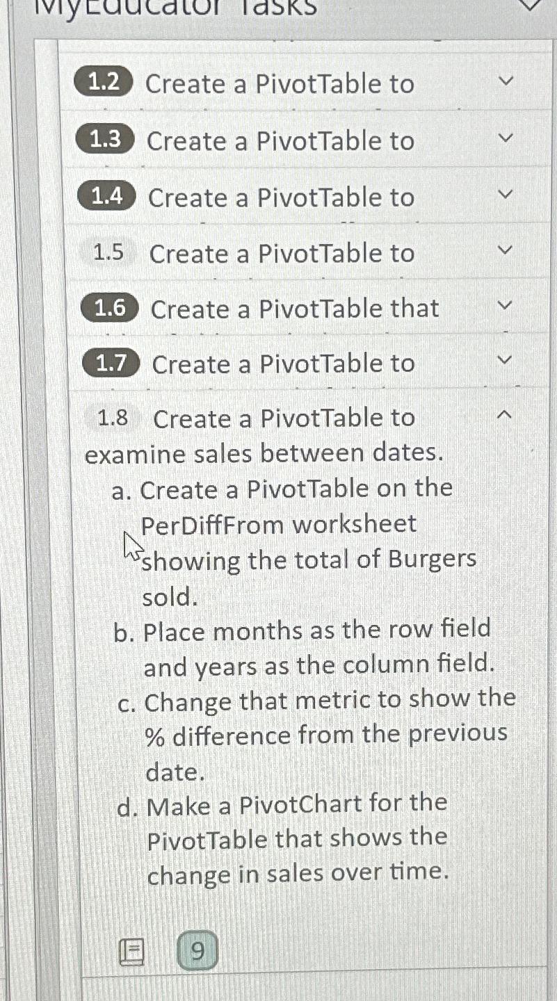 Solved Create a PivotTable toCreate a PivotTable toCreate a | Chegg.com