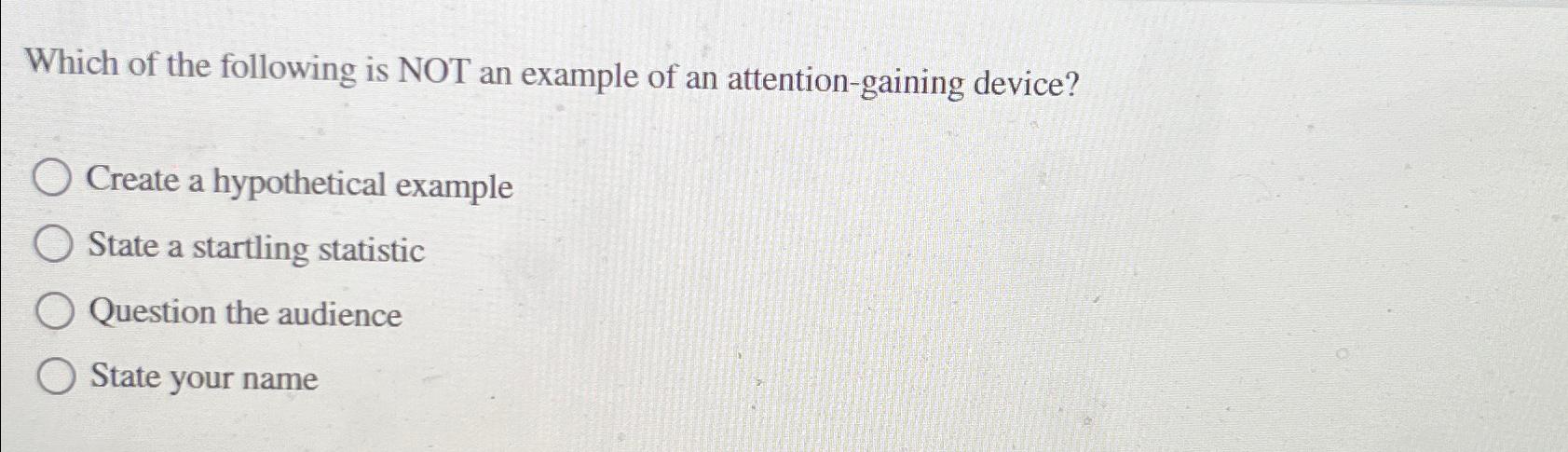 Solved Which of the following is NOT an example of an | Chegg.com