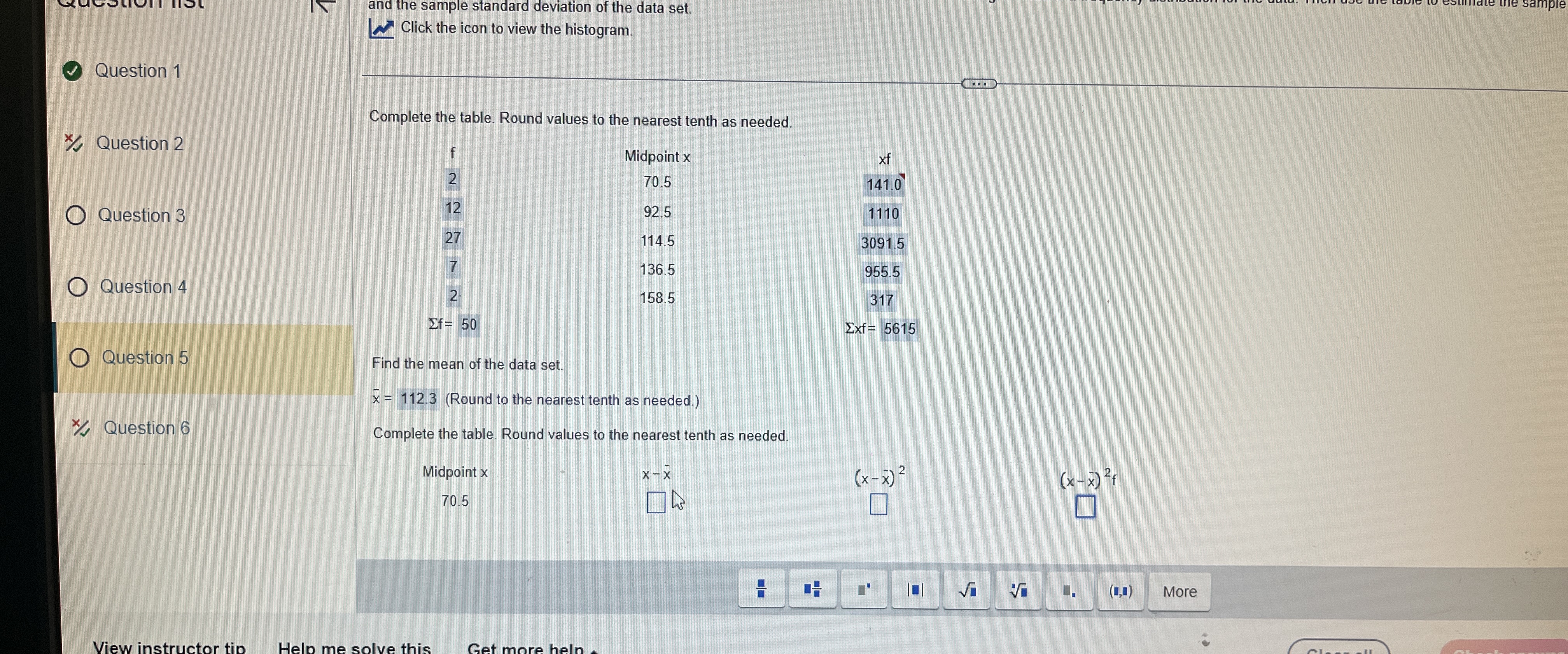 Solved the sample standard deviation of the data set.Click | Chegg.com