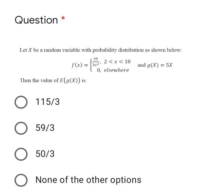Solved Question * Let X be a random variable with | Chegg.com