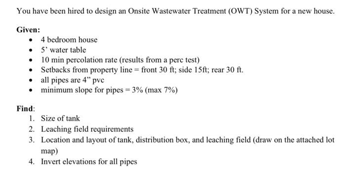 Solved You have been hired to design an Onsite Wastewater | Chegg.com