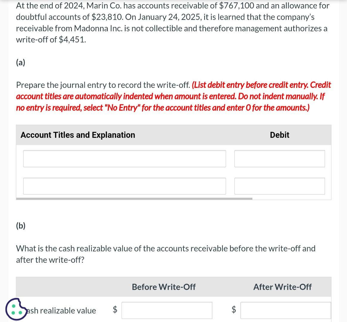 Solved At The End Of 2024 Marin Co Has Accounts Receivable Chegg Com   Image 