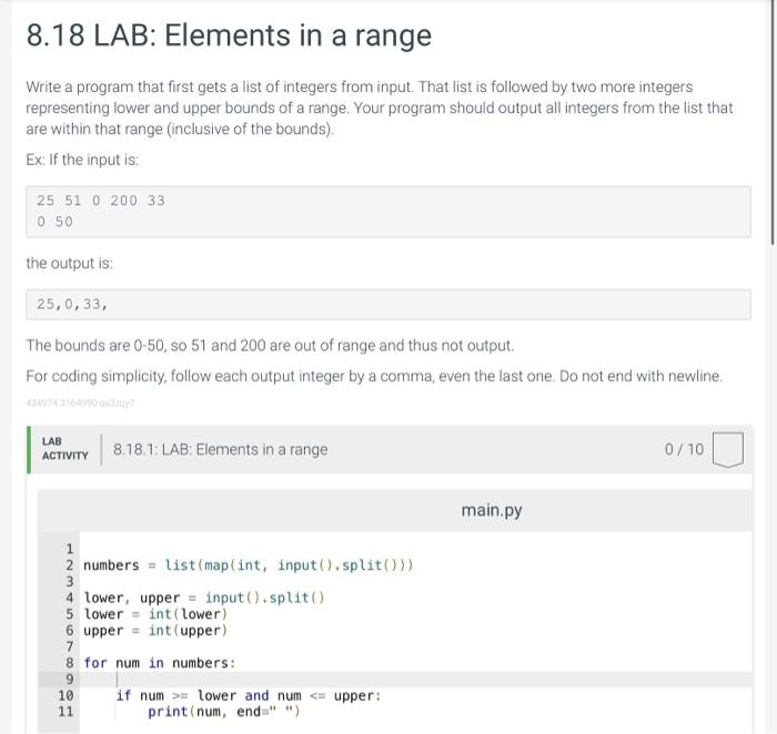 Write a program that first gets a list of integers | Chegg.com