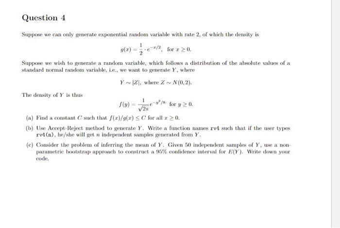 Question 4 Suppose We Can Only Generate Exponentia Chegg Com