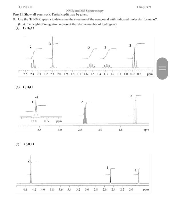 Solved Chm Chapter Nmr And Ms Spectroscopy Part Ii Chegg Com