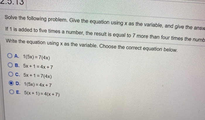 Solved Solve the following problem. Give the equation using | Chegg.com