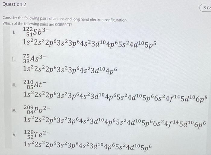 Solved Question 2 5 Pc Consider the following pairs of | Chegg.com