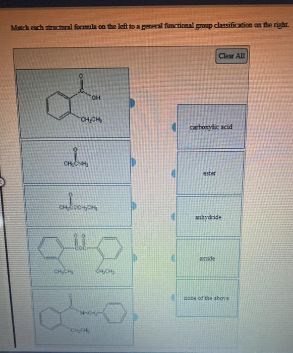 Solved Match each structural formula on the left to a | Chegg.com
