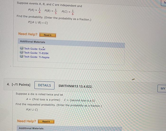 Solved Suppose P(A) = MY Find The Probability P(A) 1/4 X | Chegg.com