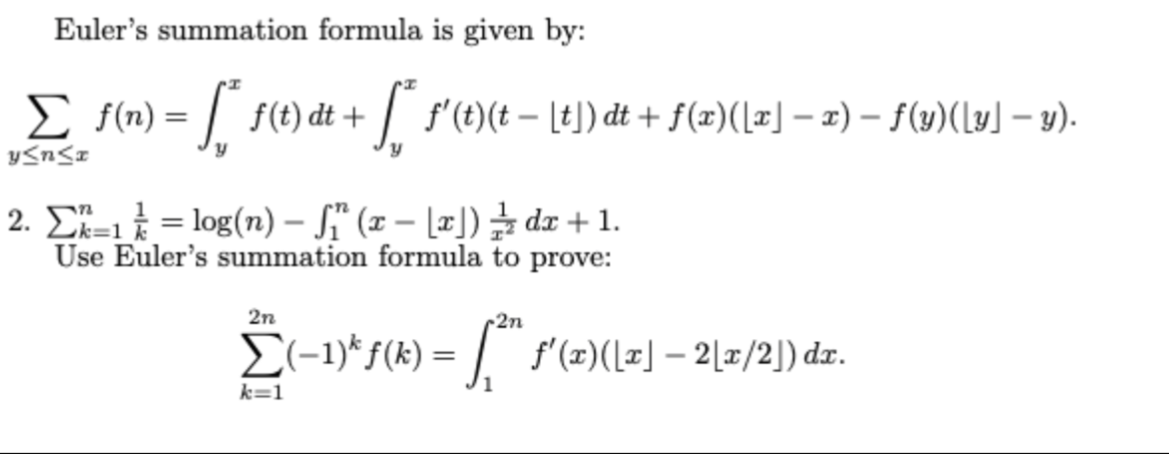 Solved Euler's summation formula is given | Chegg.com