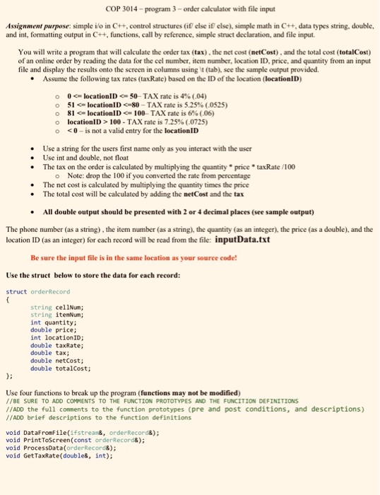 You will write a program that will calculate the | Chegg.com