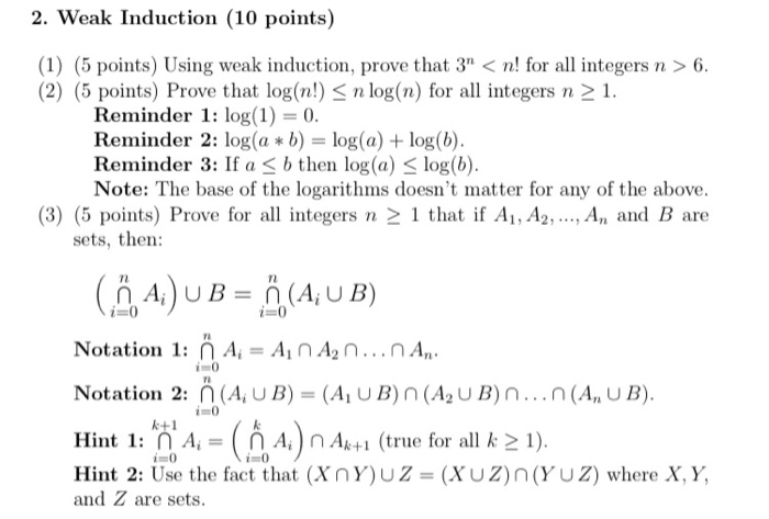 Solved 2 Weak Induction 10 Points 1 5 Points Using Chegg Com