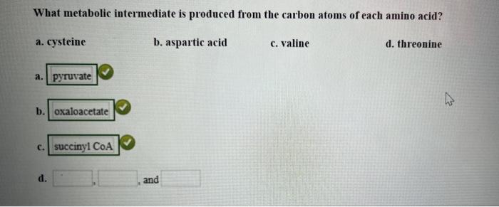 Solved What metabolic intermediate is produced from the | Chegg.com