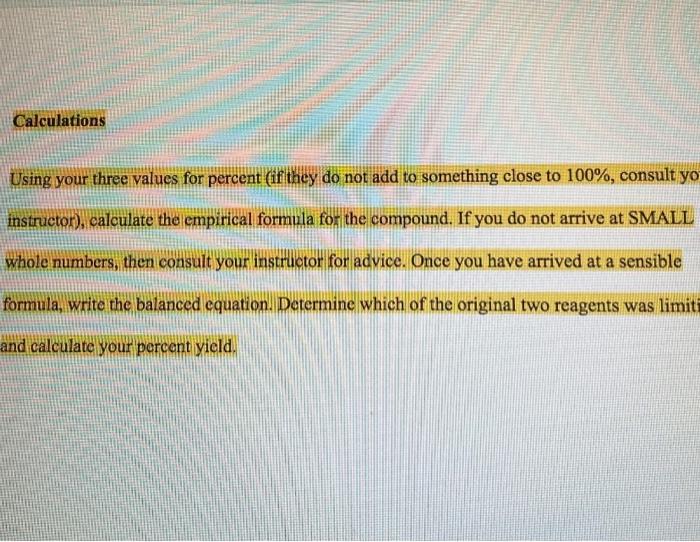 Solved Calculations Using your three values for percent (if | Chegg.com