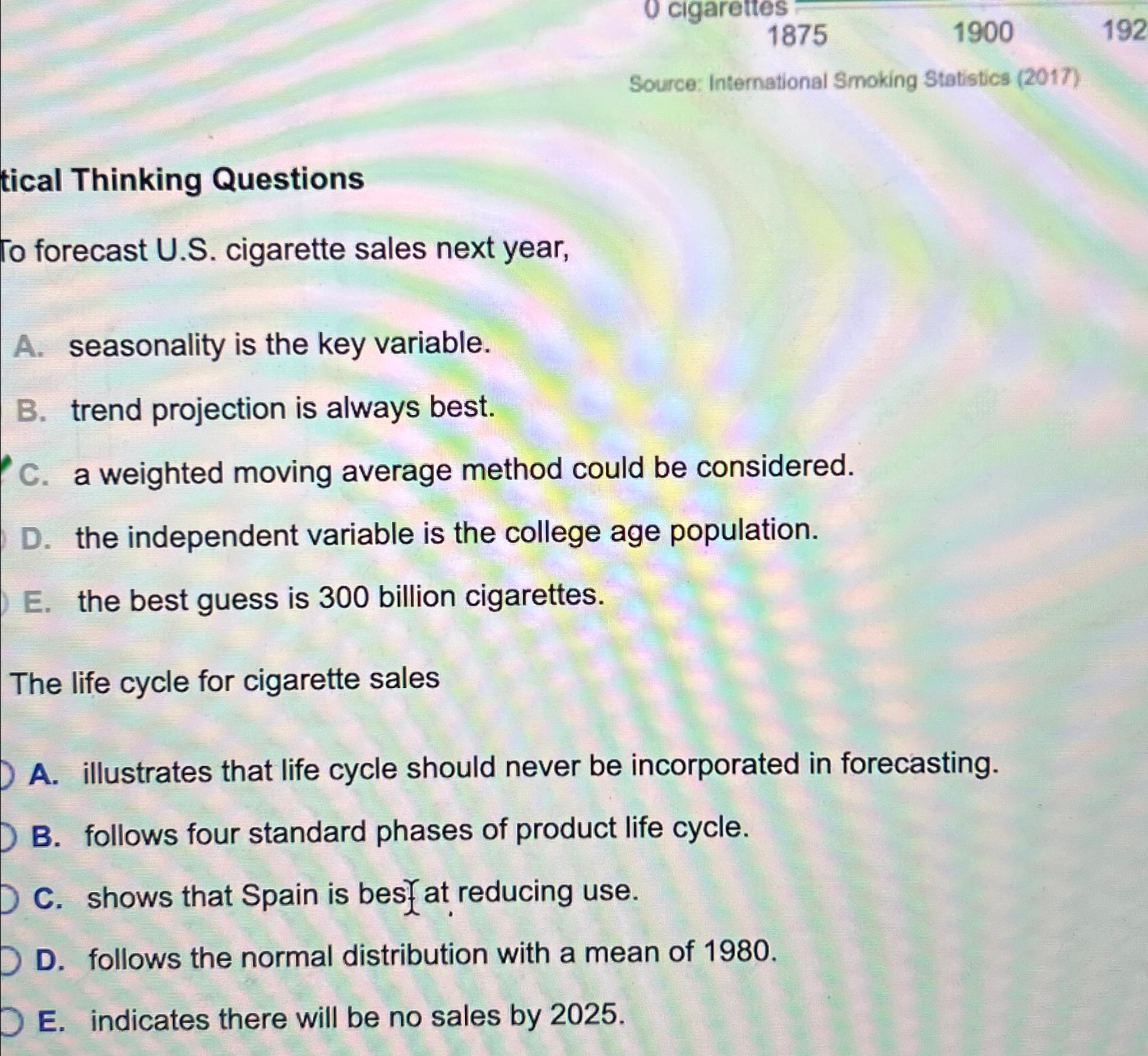Solved Source: International Smoking Statistics (2017)tical