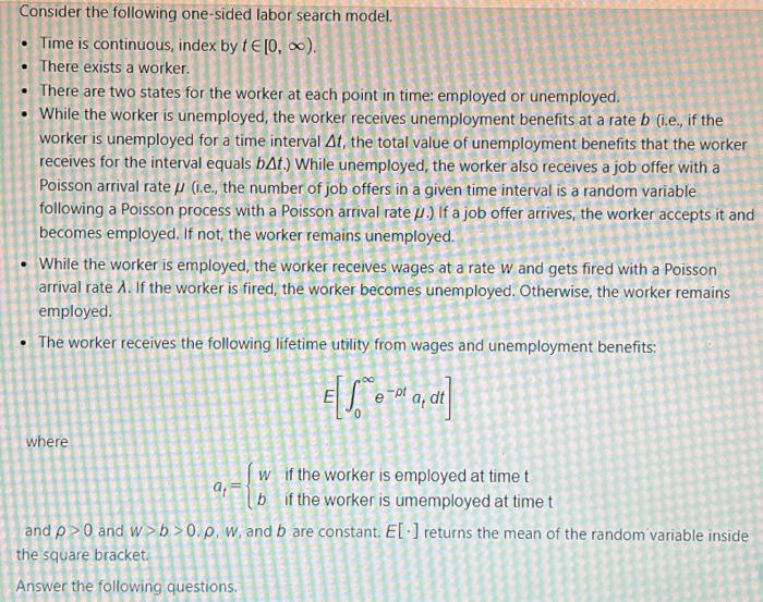 Derive the Bellman equation for the worker when