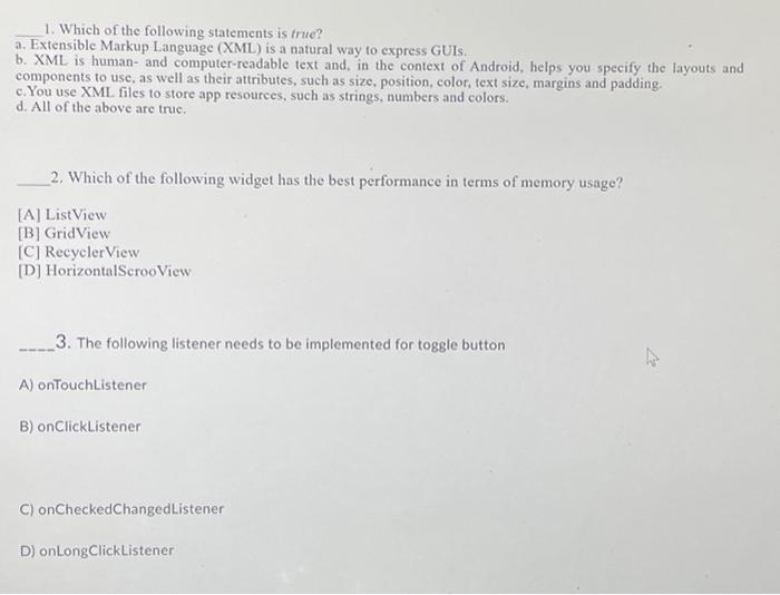Solved 1. Which of the following statements is true? a. | Chegg.com